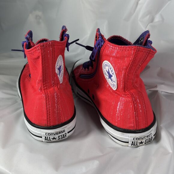 Converse Chuck Taylor All Star Zip Hi Top Sneakers (Junior 5) Red Purple Shoes - Picture 4 of 7